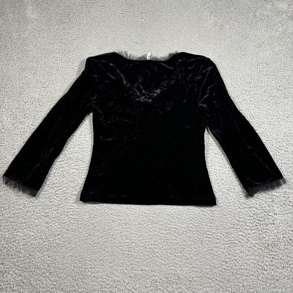VTG Y2K Anthropologie CC Outlaw M Black Velvet Witchy Whimsigoth Babydoll Fringe - Picture 10 of 12